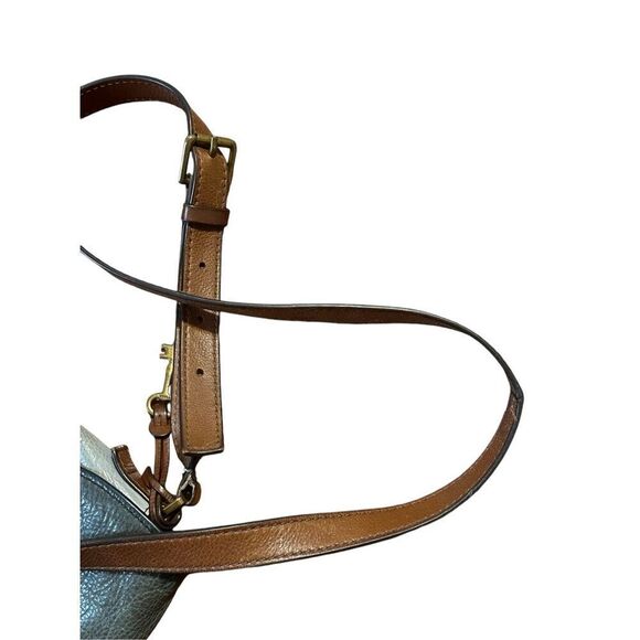 Authentic Fossil Pebbled Leather EMI Leather Saddle Bag Brown Multi - Picture 10 of 13